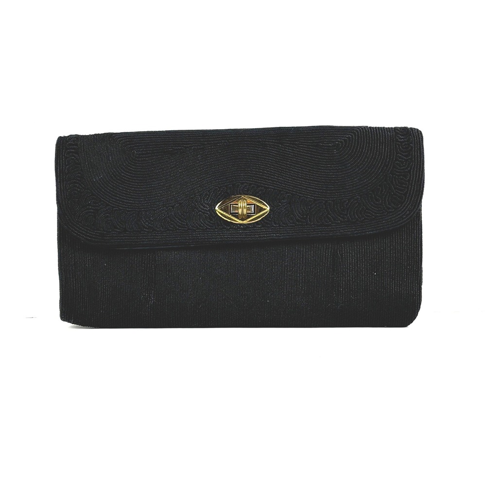 Mardane Corde Clutch Bag Womens OS Black Vintage Rayon‎ Evening Purse